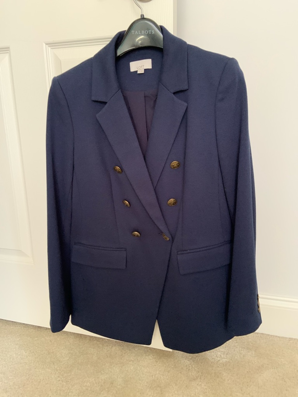Loft double breasted navy jacket
